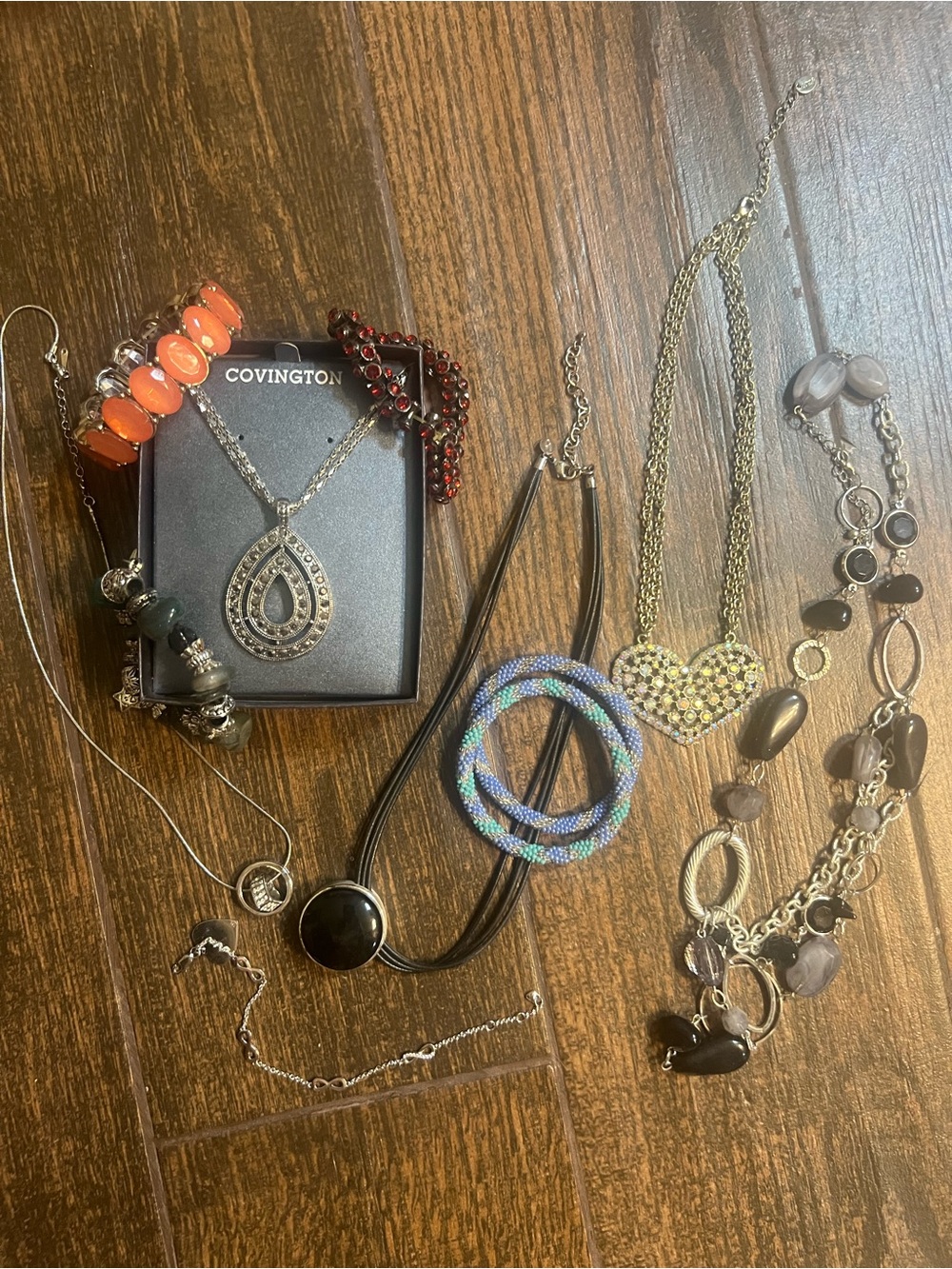 Covington Multi-Necklace Set with Silver Teardrop Pendant and Colorful Accents - Picture 1 of 9